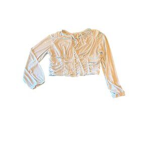 Anthropologie Light Blue Ruched  Long Sleeve Blouse Top LX Coquette Fairy